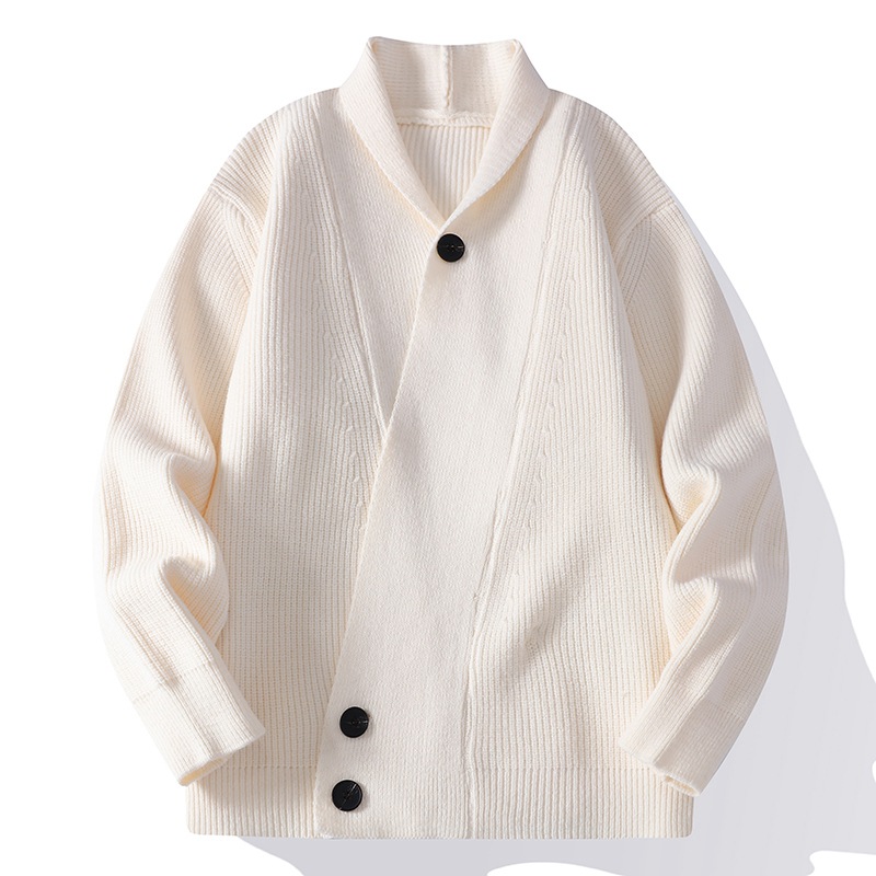 Cross-Border Export Dropshipping Knitwear Men's [New Style] 2025 Autum Fashion Lapel Knitwear Cardigan Men