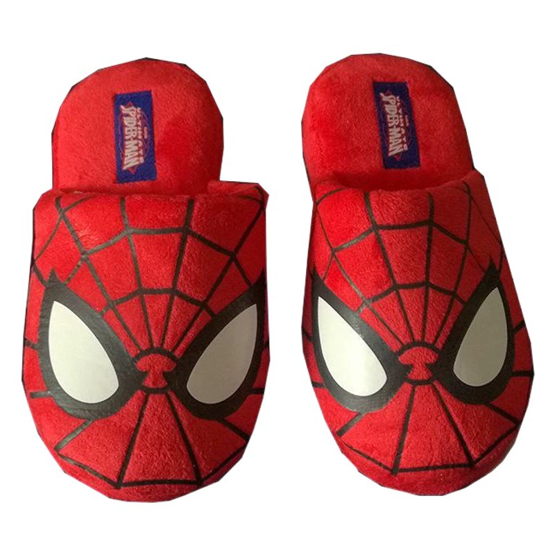 Детские хлопковые тапочки для родителей и детей с изображением Человека-паука на весну и осень, милые домашние теплые Нескользящие зимние тапочки для больших детей