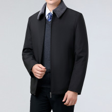 专柜高端棉衣夹克男中年人冬季新款加厚保暖防寒爸爸加棉毛领外套