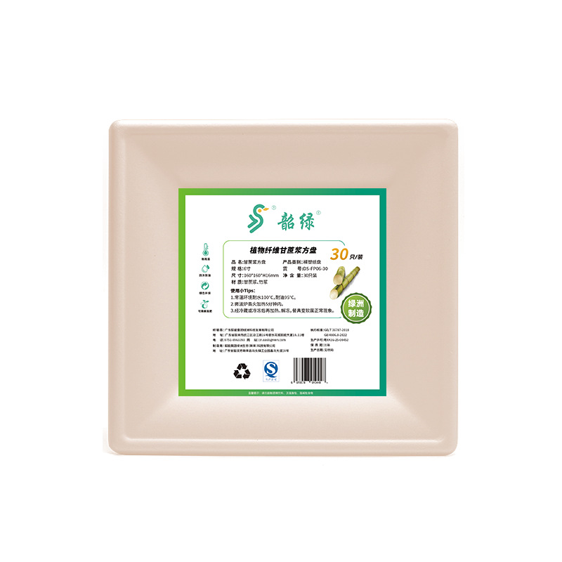 Pulpa de azúcar de caña de azúcar desechable platos cuadrados ecológicos biodegradables compostables platos cuadrados domésticos para fiesta de picnic
