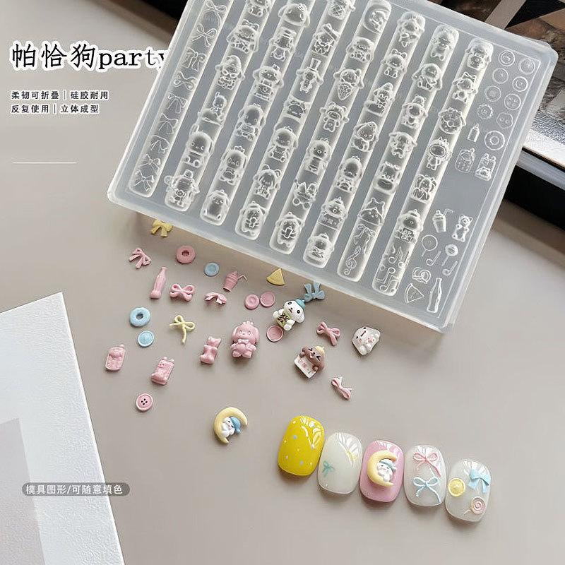 かわいいパチャ犬エンボスネイルアートデコレーション高透明モールド DIY 漫画ネイル接着剤彫刻接着剤フラット交換モデル|undefined