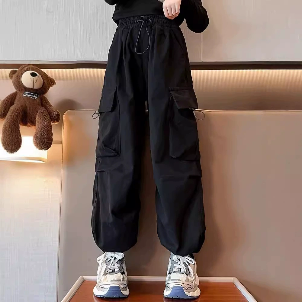 Девочки комбинезоны осень 2024 новый детский весенний осенний досуг хип-хоп спортивные штаны осень-зима длинные брюки прилив круто