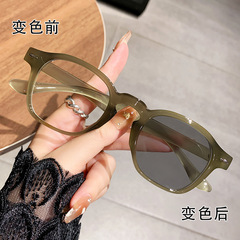 光感变色复古米钉跨境圆框素颜近视镜防蓝光时尚百搭文艺近视眼镜