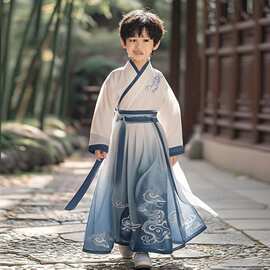 男童汉服儿童新中式风古装男孩古风唐装中秋节服装小少爷演出服