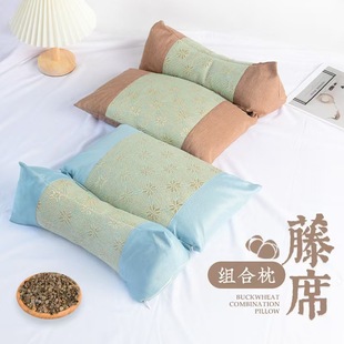 Pillow Buckwheat Shell Triangular Conjoined Pillow Household Cervical Spine Sleep Traction Pillow Adult Removable Combination Pillow Core