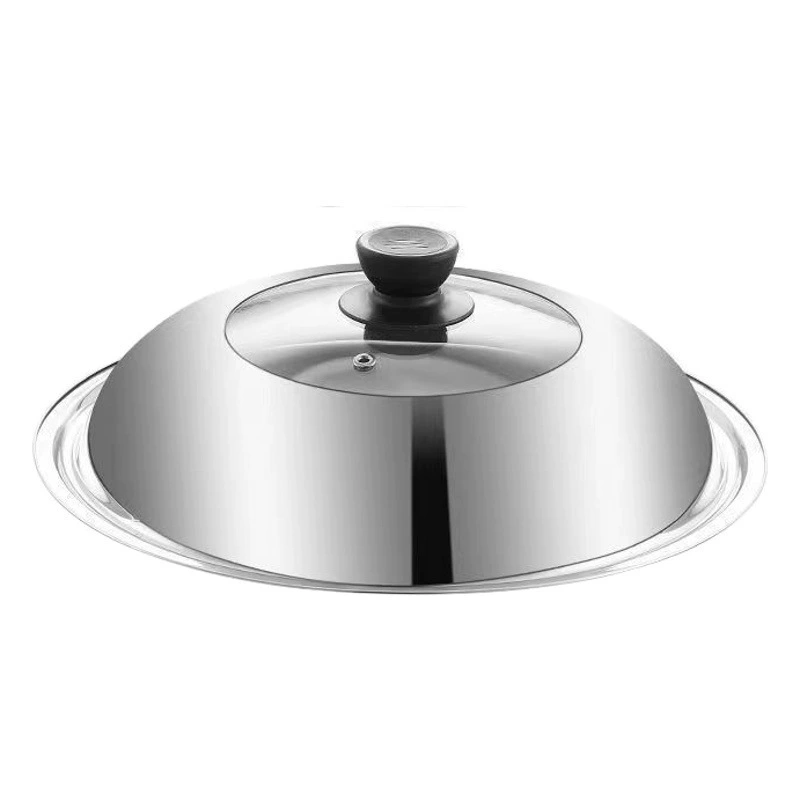 Крышка для кастрюли из нержавеющей стали 304 Крышка для кастрюли из закаленного стекла Универсальный высокотемпературный и взрывозащищенный Универсальный ВОК