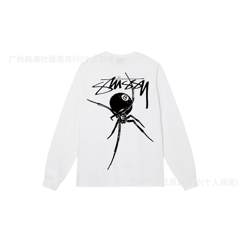 25S跨境斯图西长袖印花t恤美式潮牌STUSSY圆筒布休闲宽松男女同款|undefined