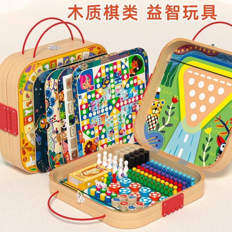 Wooden Flying Chess Multifunctional Board Set All-In-One Chess Educational Toy Backgammon Game Birthday Gift Wooden Flying Chess Multifunctional Board Set All-In-One Chess Educational Toy Backgammon Game Birthday Gift