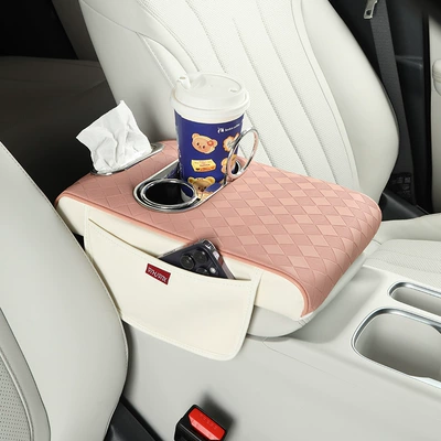 Armrest box pad — thick pad side storage bag