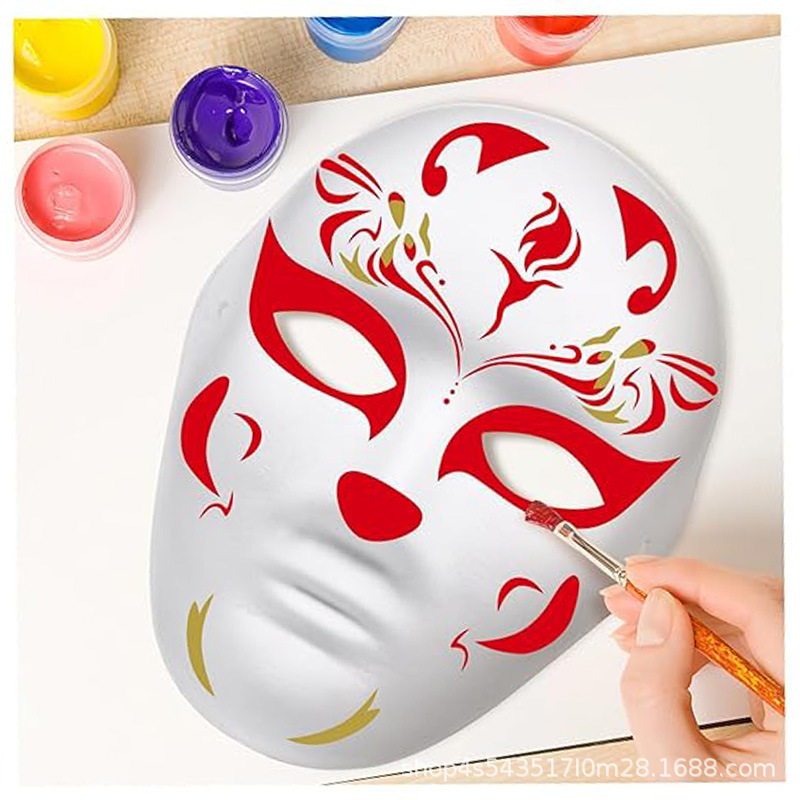 Ópera de Pekín máscara de Facebook DIY máscara de pulpa de embrión blanco máscara de graffiti para niños accesorios hechos a mano para hombres y mujeres