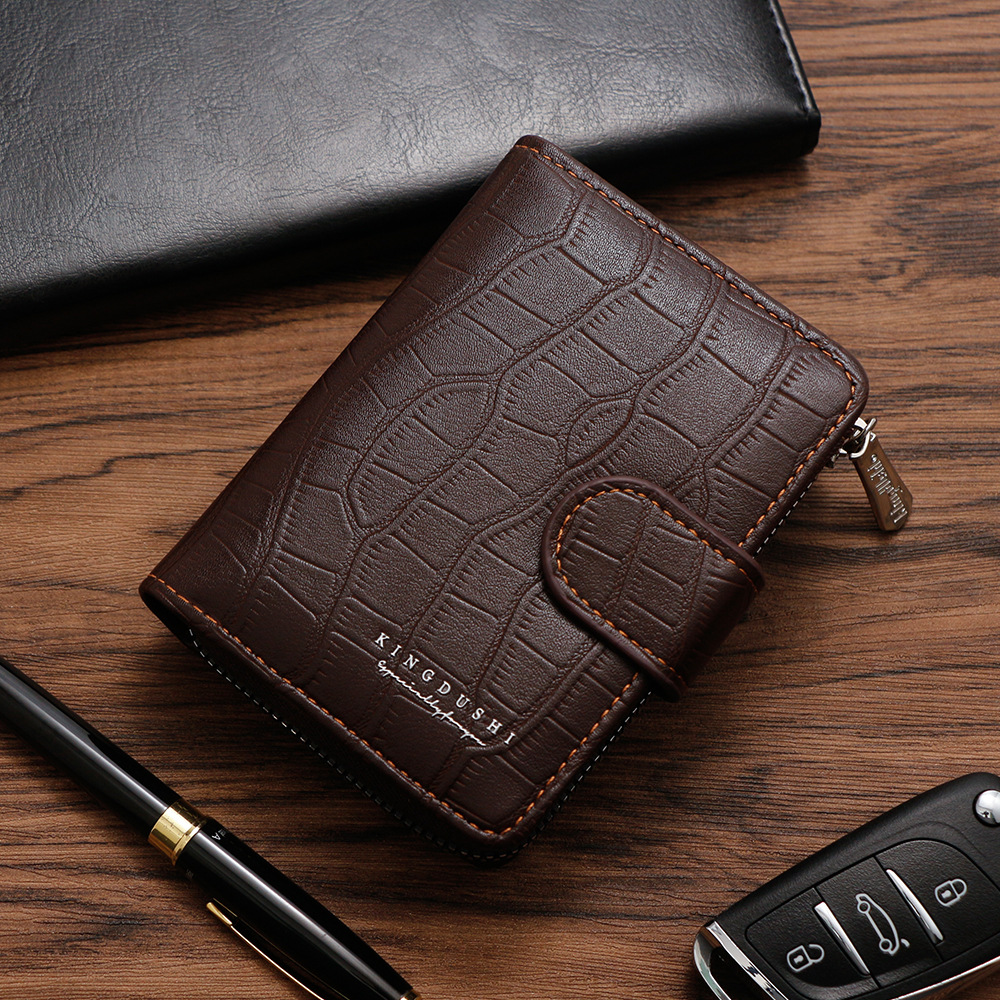 Ventas transfronterizas calientes de piedra para hombres billetera vertical con cremallera de gran capacidad bolsa de tarjetas de cremallera bolsa de cambio multi-tarjeta cartera