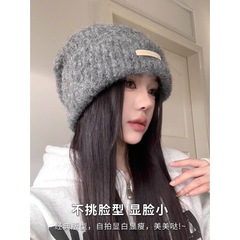 针织帽子女款秋冬季高级感时尚毛线帽大头围显脸小保暖堆堆帽冷帽