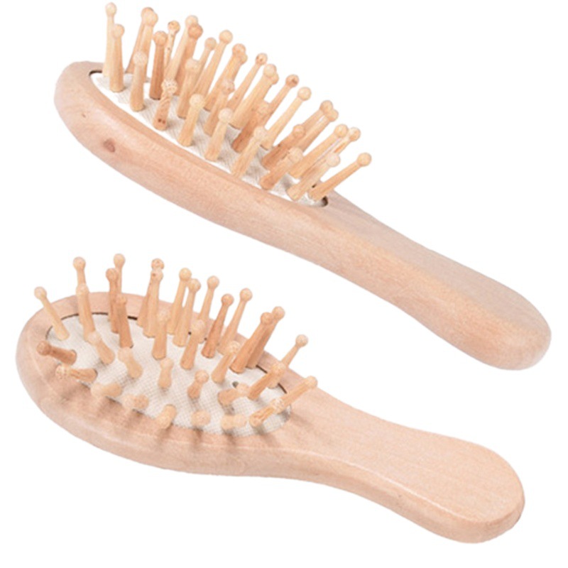 En stock de bambú Hemu peine cuidado del cabello mini bolsa de aire peine portátil de alta calidad pequeño peine de masaje para el cabello sin daño