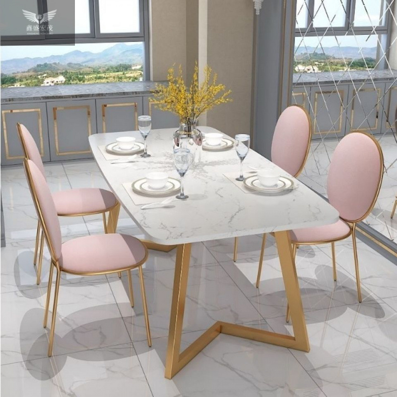 Comedor moderno y minimalista, mesa de comedor de mármol nórdico, mesa de comedor rectangular, mesa de comedor doméstica pequeña, combinación de mesa y silla