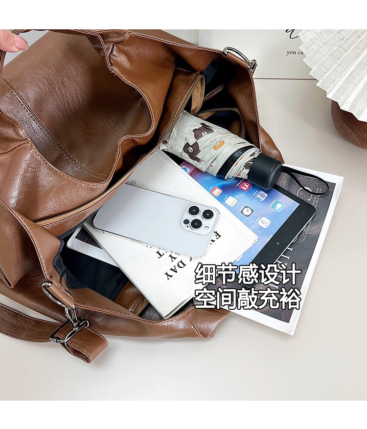Cross-border large-capacity women's 2024 new style fashionable retro single-shoulder crossbody bag, trendy and simple commuter tote bag undefined