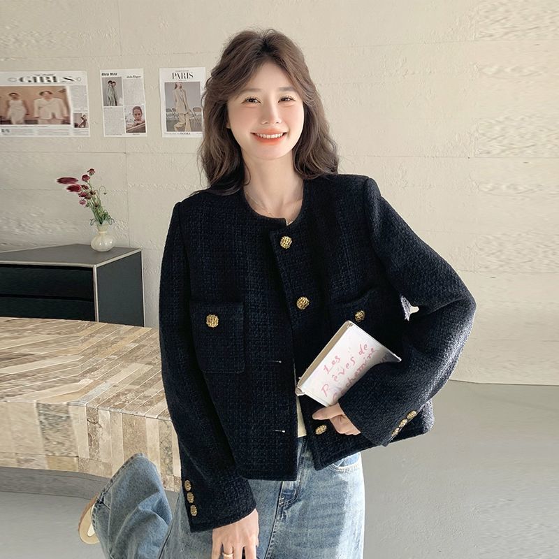 Black French-Style Tweed Elegant Short Jacket Coat for Women 2026 Spring and Autumn New Chanel-Style