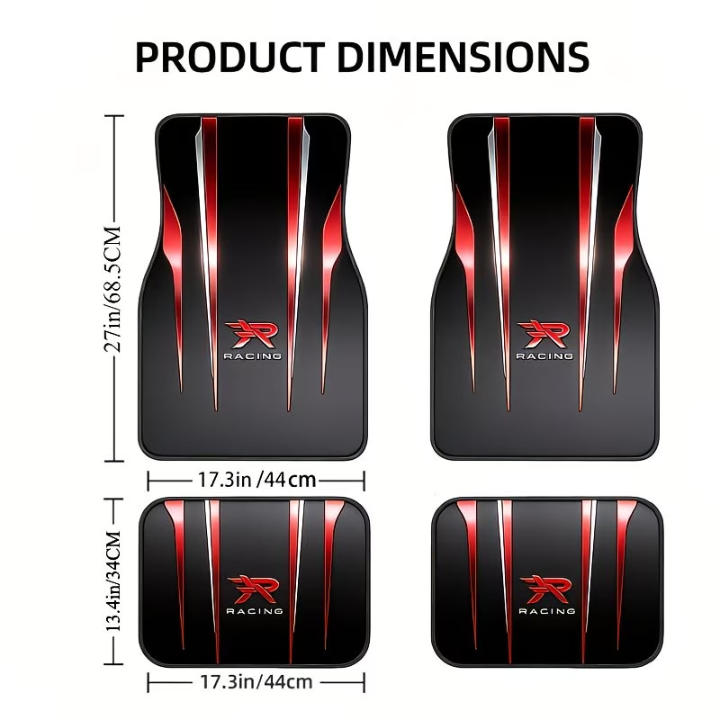 Amazon Temu Sports-Style Car Floor Mats, Four-Piece Set of Floor Mats, Modern and Simple Car Floor Mats That Are Resistant to Dirt