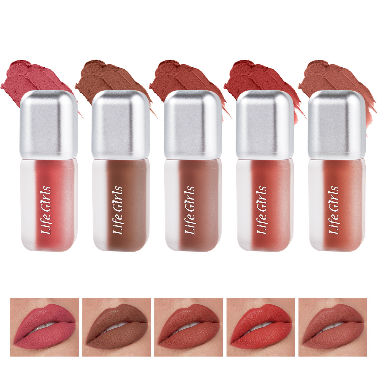 Life Girls Small Silver Tube Matte Lip Gloss esmaltado labial niebla mate lápiz labial