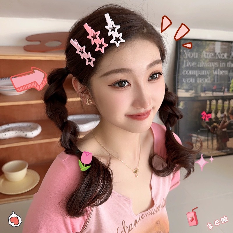 Gradiente de color caramelo estrella horquilla frente femenina pelo roto clip de pico de pato horquilla simple niños frente Bangs clip tocado