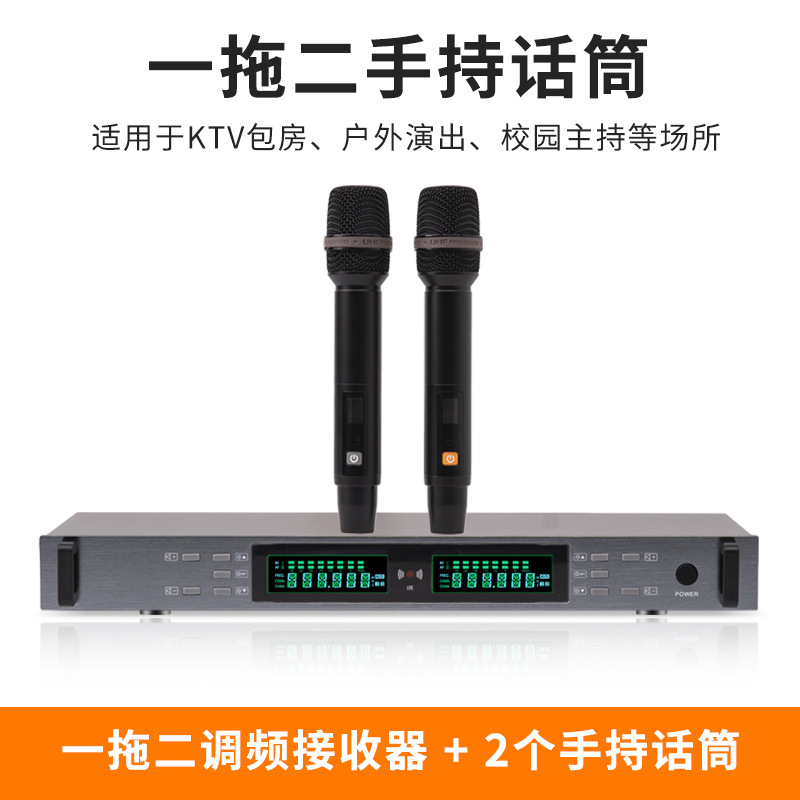 Micrófono inalámbrico TMD/Tengmandi de doble canal FM U-band Bluetooth para cantar, conferencias, KTV, verdadera diversidad