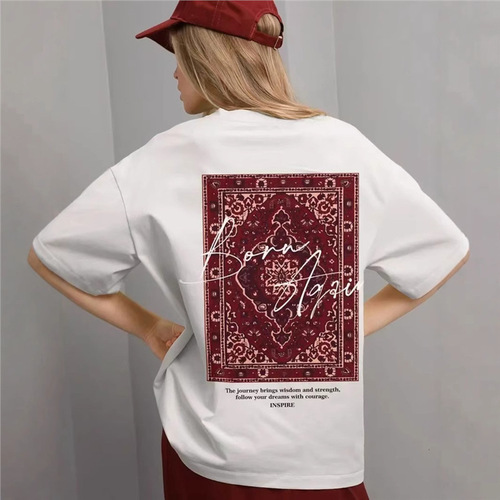 Lazy Western-style print chic oversize top design all-match small style all-match fun retro heavy industry