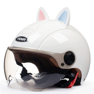 Motosiklet dəbilqələri: Helmet Half Helmet - one-size-fits-all-pure-white-blue-pink-w-comes-with-warm-ear-protection-removable