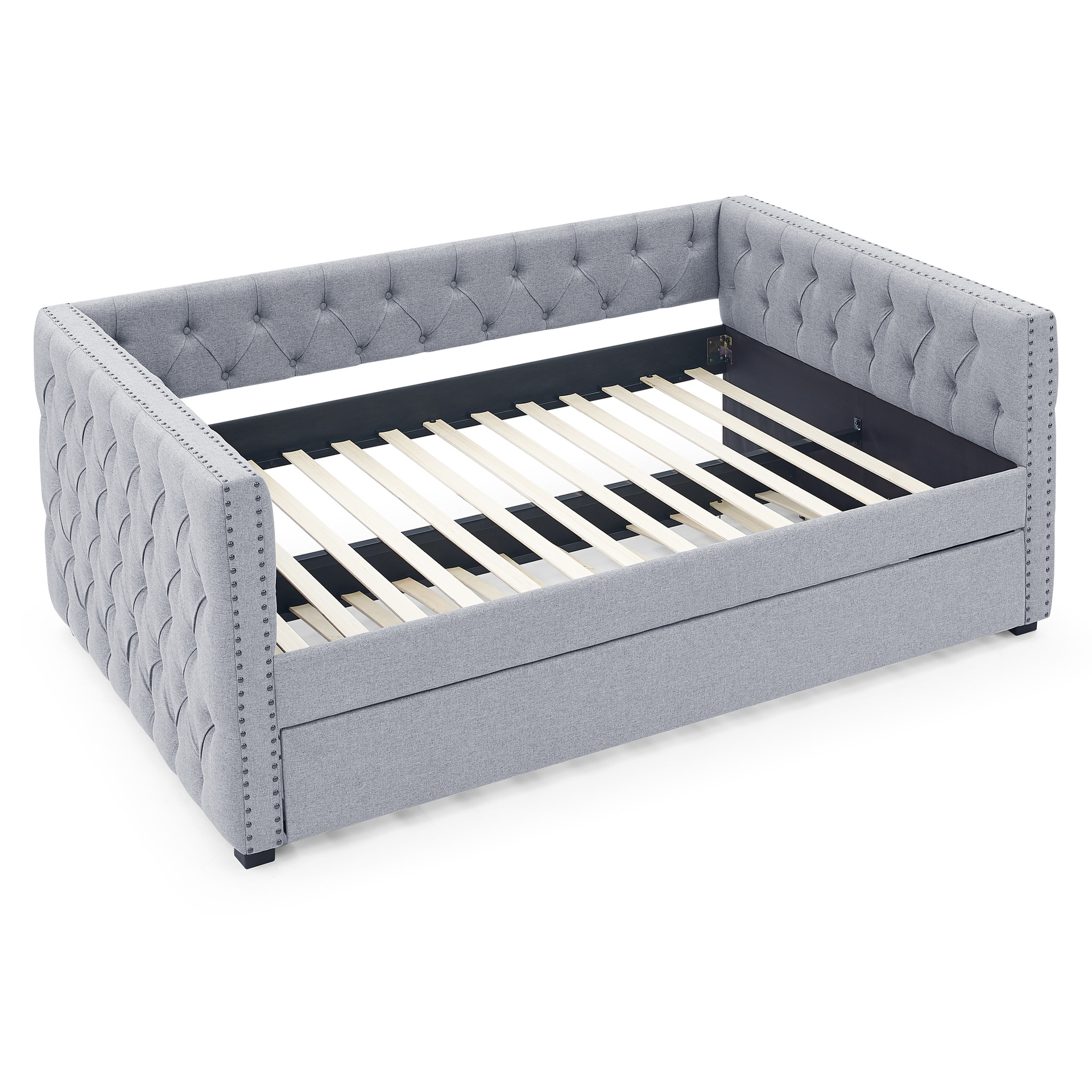 Camas de tela modernas y simples, lujosas nórdicas, camas dobles de dormitorio principal, paquetes blandos pequeños, red