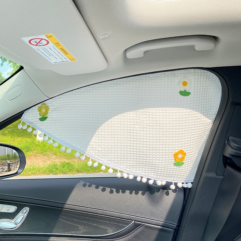 Car curtains – Qìchē Sunscreen Heat Insulation - magnetic-colorful-flowers-driver-side