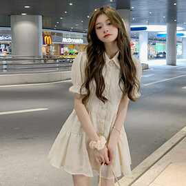 纯欲衬衫连衣裙女设计感小众夏季2026新款辣妹泡泡袖小个子短裙子