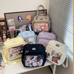 新品キャンバスバッグトレンド高颜値ワンショルダー斜めがけショルダーバッグ痛みバッグ大容量ハンドバッグ小中学生塾バッグ
