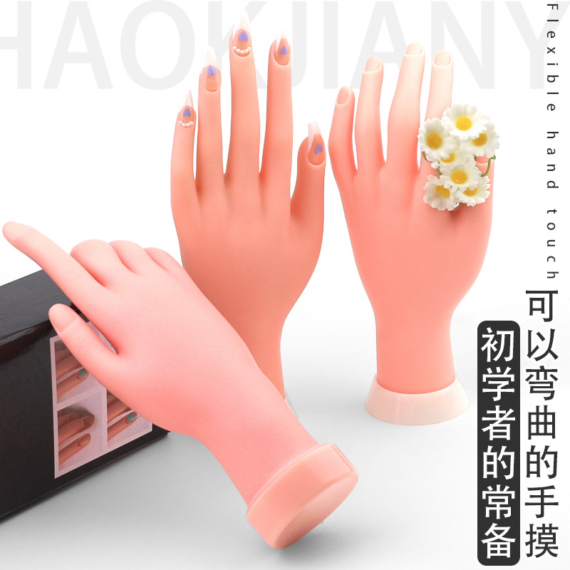 Práctica de uñas Modelo de mano falso Modelo de mano de simulación Modelo de exhibición de mano Los dedos se pueden doblar y colocar en la pieza de uña