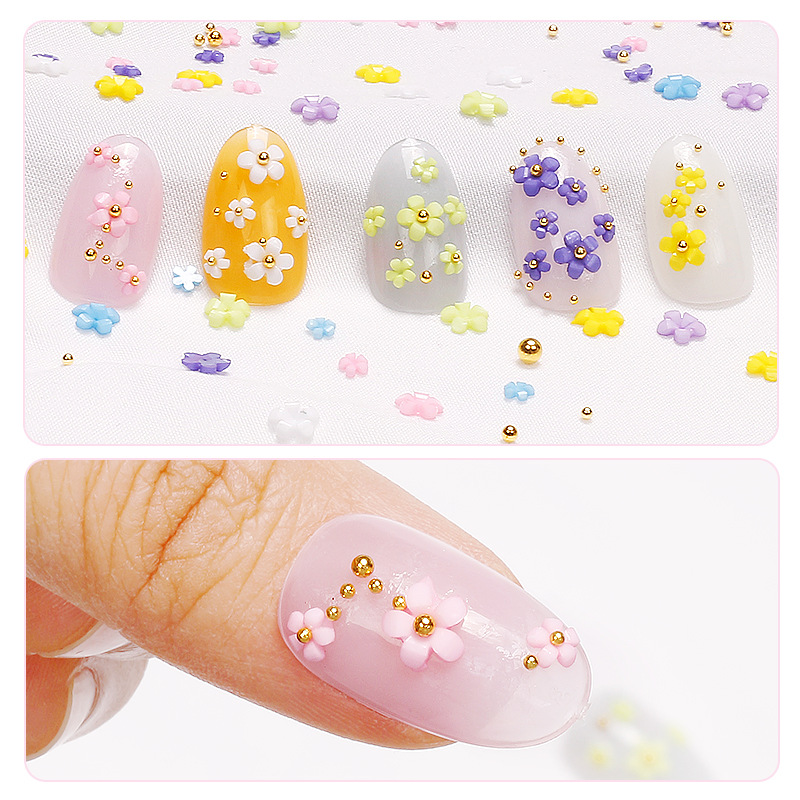 Japón mezcla de estilo 3D estereoscópico flor pequeña joyería de uñas nueva resina roja de cinco pétalos accesorios de uñas