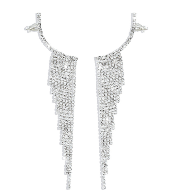 Alloy Material 1 Pair Luxurious Tassel Alloy Plating Rhinestones Women's Drop Earrings