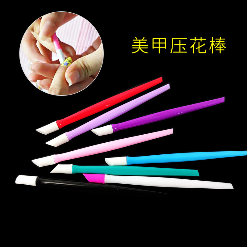 Nail art professional multi-functional stickers silicone head embossing stick nail dead skin push rubber pressing pen wholesale