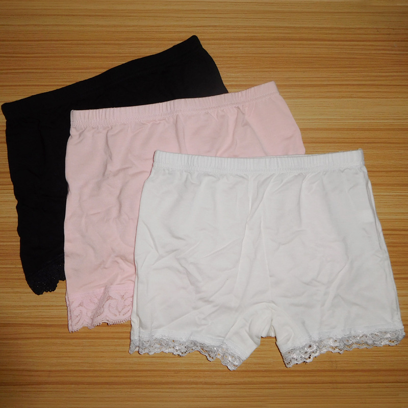 Summer Thin Pure Cotton Girls' Safety Underwear Integrated Anti-Exposure Insurance Shorts Boxer Briefs with Lace Trim