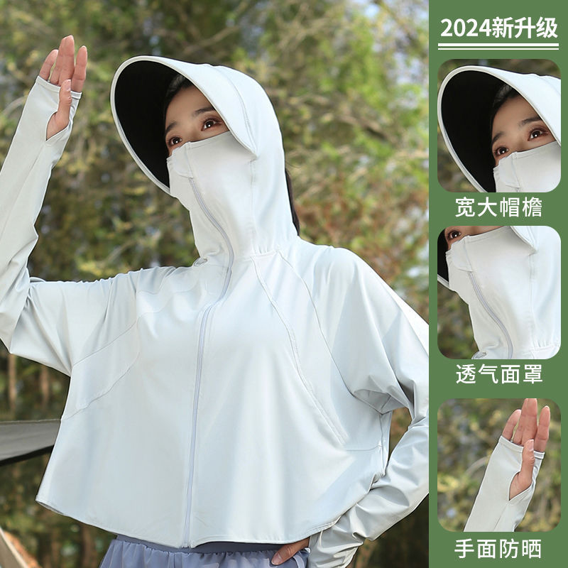 女性のための日焼け止め服夏 2025 新しいアイスシルク UPF50 + サイクリング日焼け止め服抗 UV 薄いブラウス|undefined