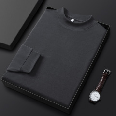 Business-Style Thickened Long-Sleeve Men's Autumn/Winter New Fleece-Lined, Extra-Soft Thermal Base Layer with Semi-High Neck