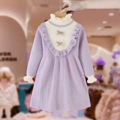 女童針織連衣裙秋冬款新款洋氣秋季小女孩韓版公主裙子毛衣裙秋裝