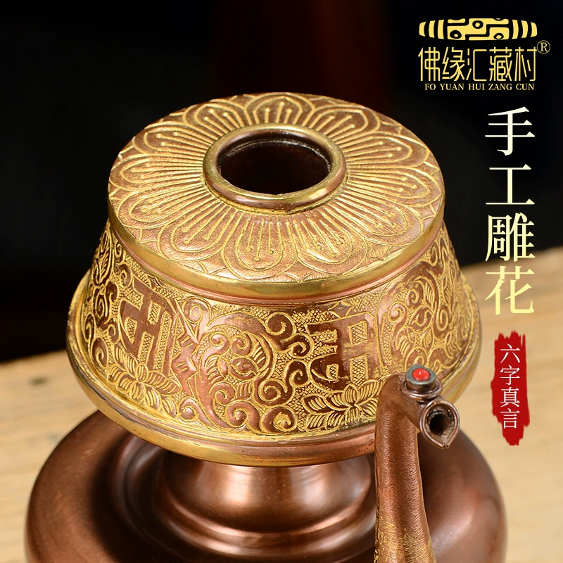 Ручное медное блюдо Fo Yuan Hui для бекона, непальская ручная медная посуда с позолотой и посеребрением, тибетский декоративный чайник