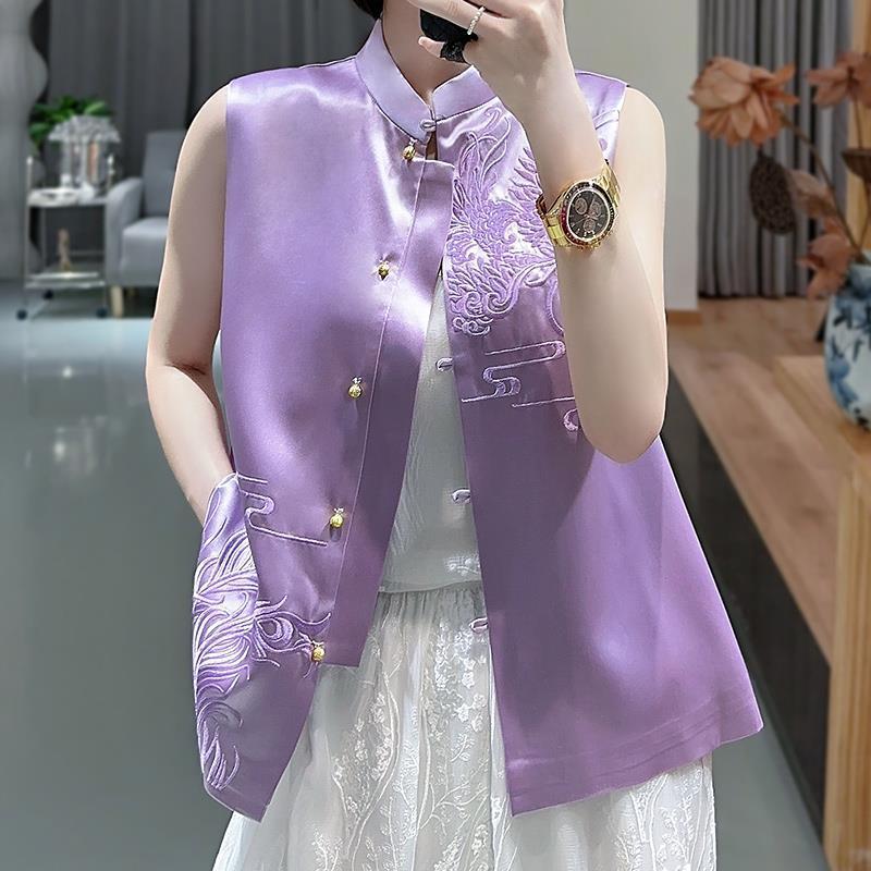 Nuevo estilo chino superior Tang traje hanfu mujeres 2023 nuevo adulto verano cheongsam chaleco estilo chino abrigo image 5