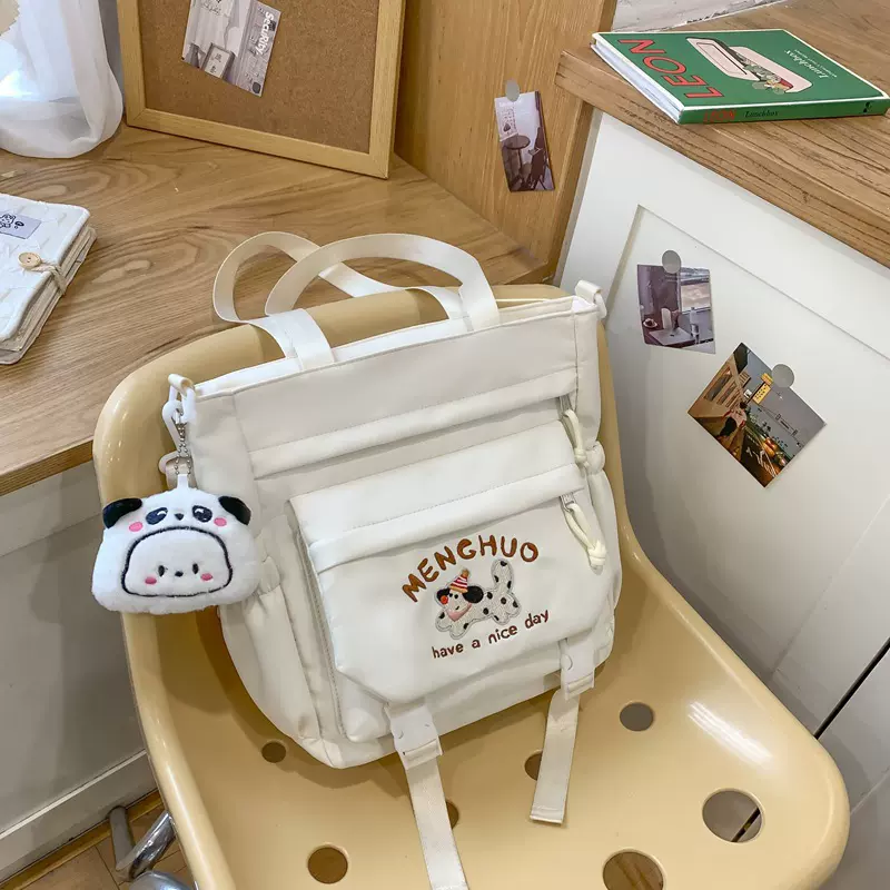 补课包简约大容量单肩包少女可爱小狗学生上课通勤斜挎包补习书包