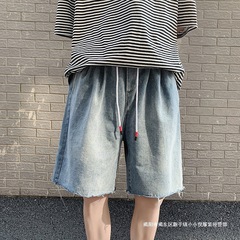 トレンディな巾着カジュアルパンツ超人気cecデニムショートパンツメンズ夏薄い香港スタイルインカップルルーズ5点パンツ