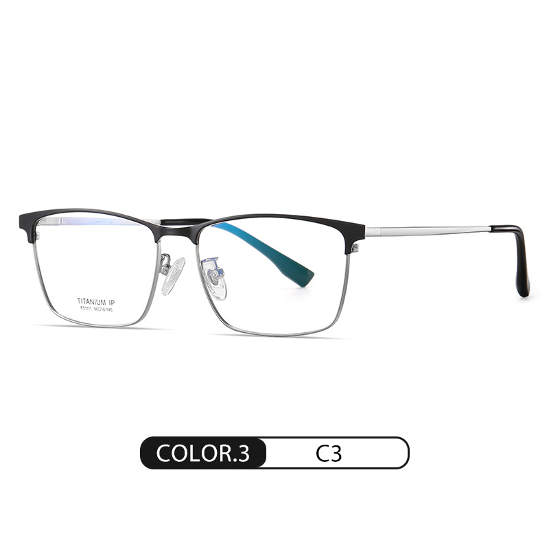 El nuevo espejo plano de titanio puro F51111 de negocios de moda para hombres puede equiparse con gafas de miopía, marco óptico cuadrado de galvanoplastia IP