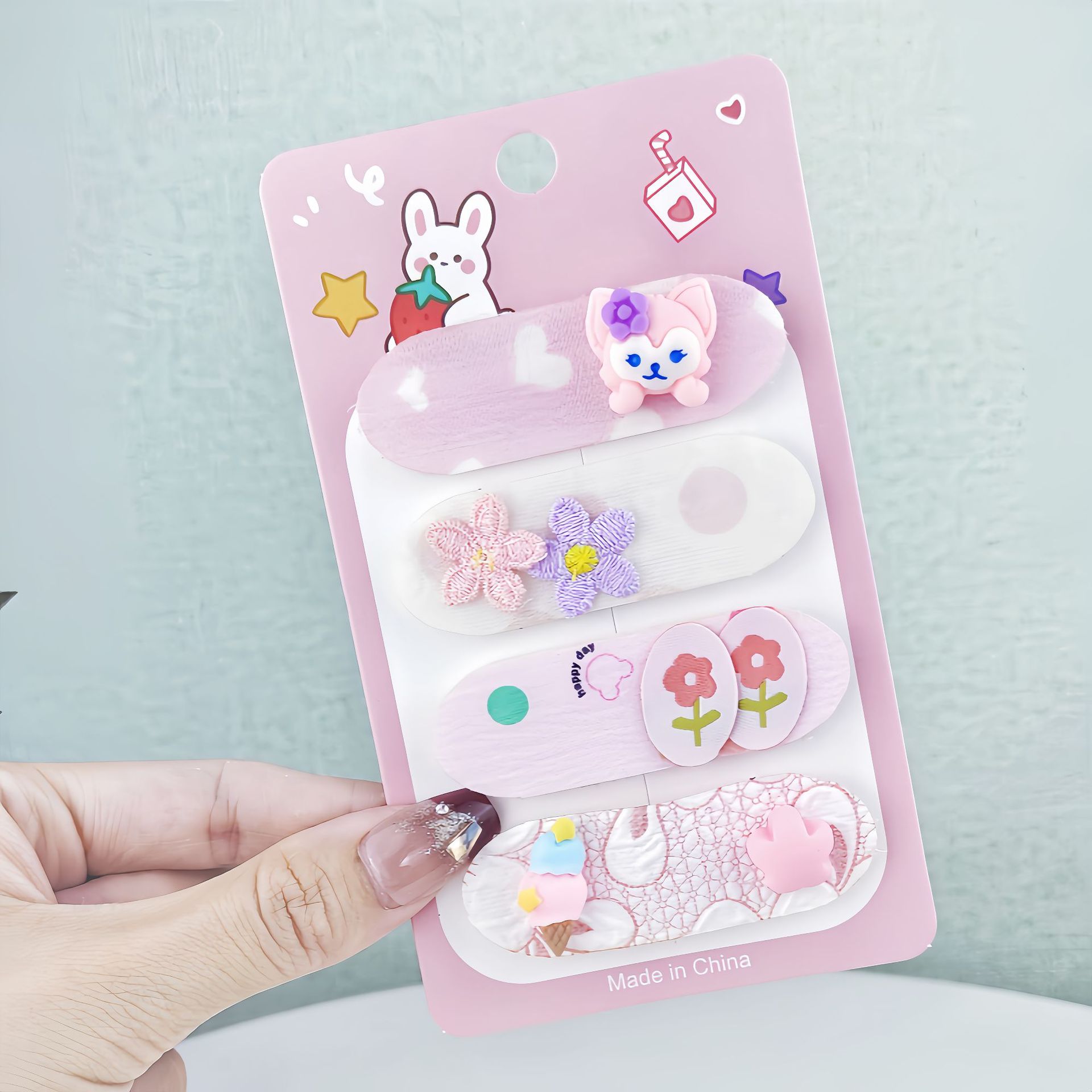 Niños nuevos Koolomi velcro para el cabello chicas coreanas en línea frange pegatinas de cabello rotas pegatinas de dibujos animados bandas de cabello toque