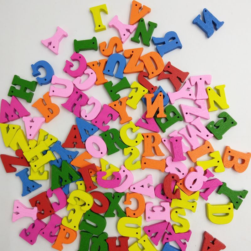 Hot-Selling European and American Wooden Crafts in Stock, Colorful 26-Letter Alphabet Children's Educational Toys Wholesale