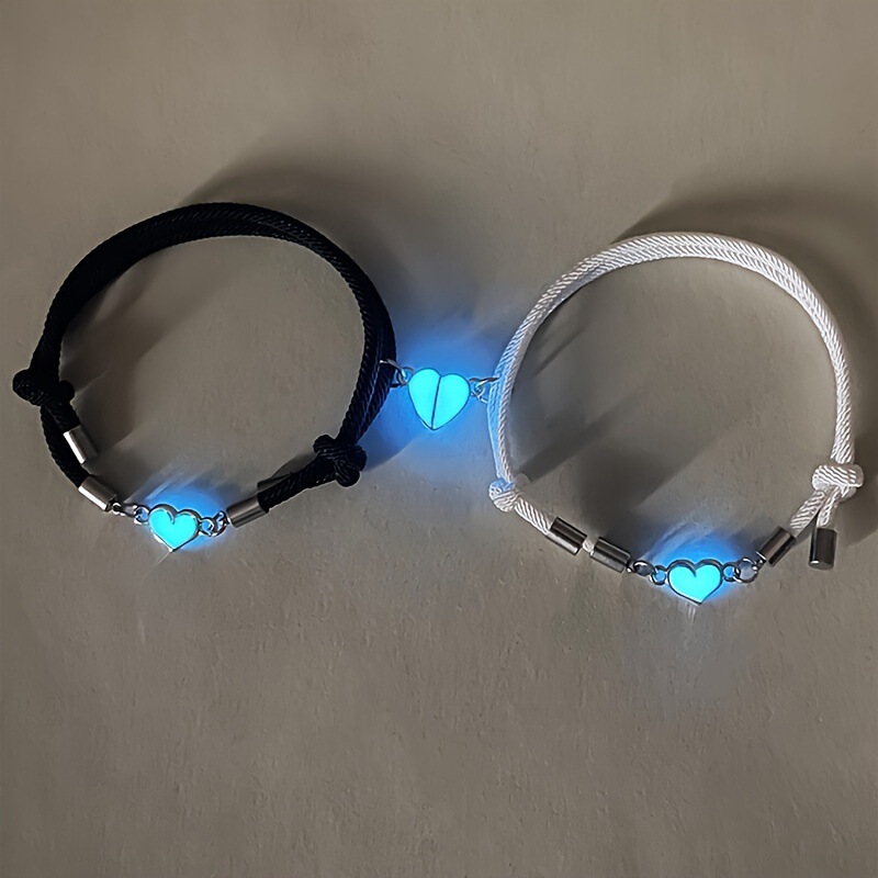 Amazon Cross-Border Best-Selling Bracelet Milan Line Luminous Love Heart Couple's Magnetic Attraction Hand-Woven Bracelet Wholesale
