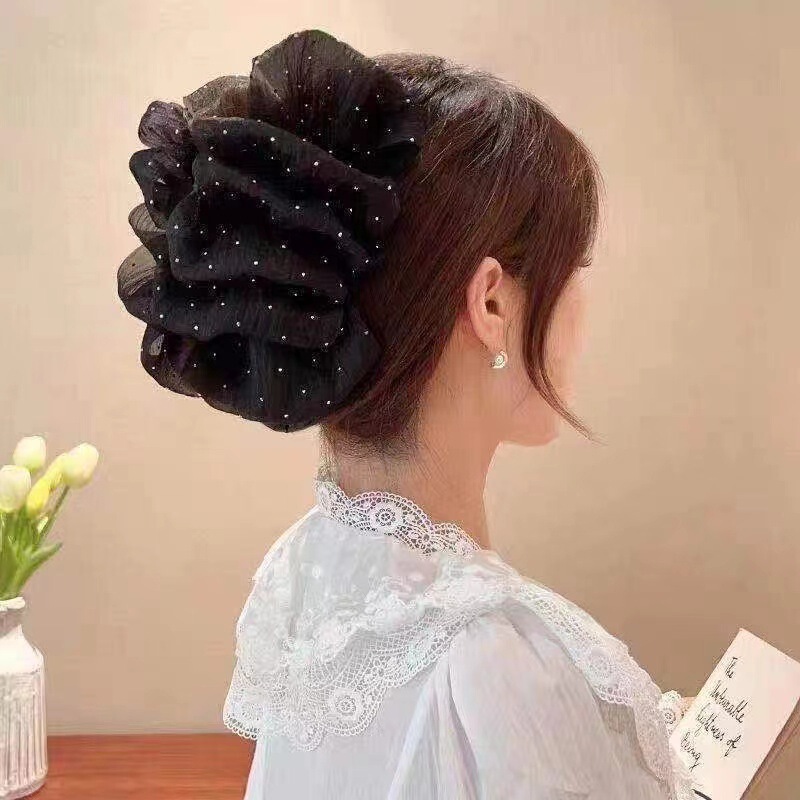 クロスボーダーの髪飾りの大きいサイズのレトロな長いリボンのヘアピンの多色の三角タオルの赤いリボンのスプリングクリップ|undefined