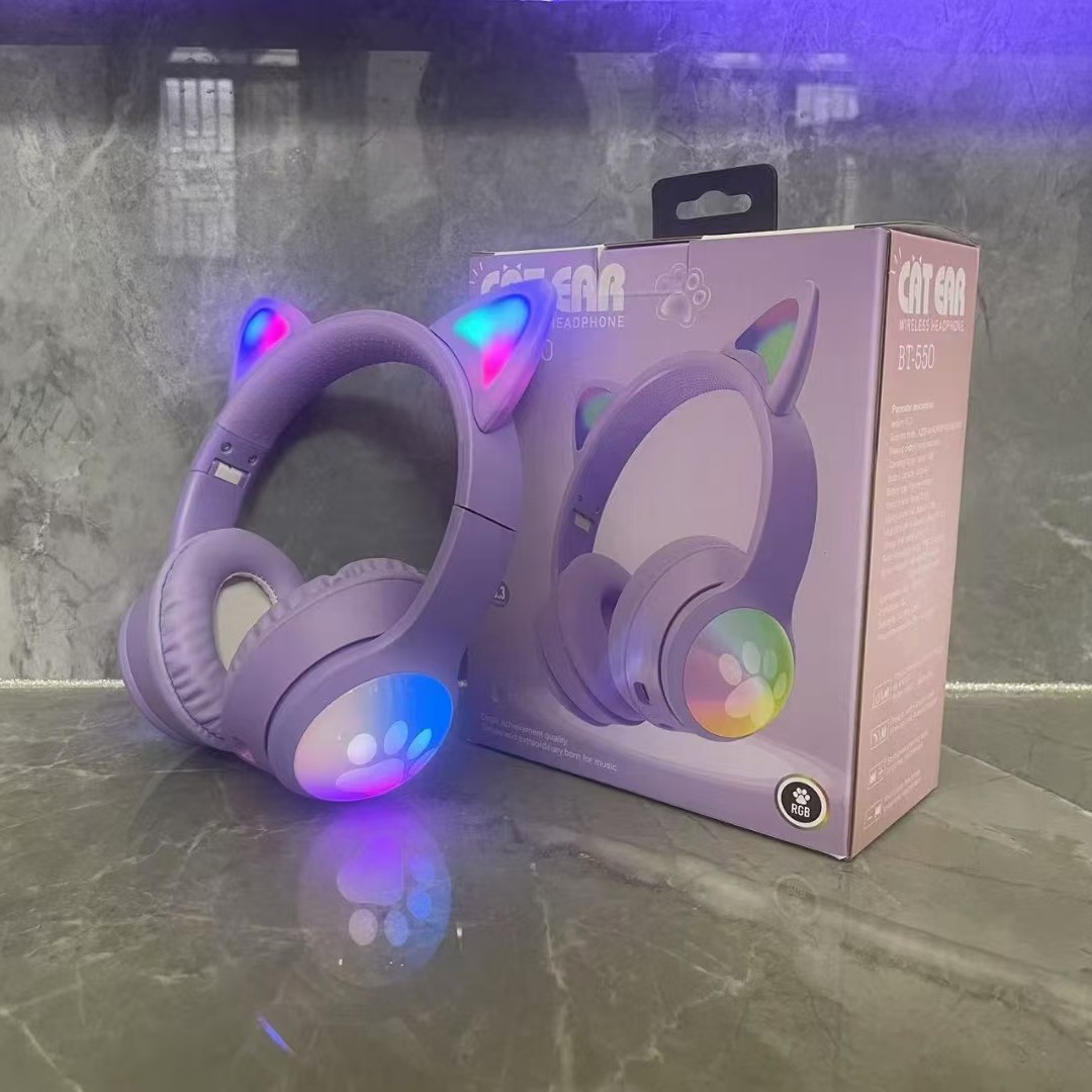 Nuevos dibujos animados transfronterizos RGB iluminados lindos oídos de gato garras de gato auriculares Bluetooth inalámbricos auriculares de juego image 3