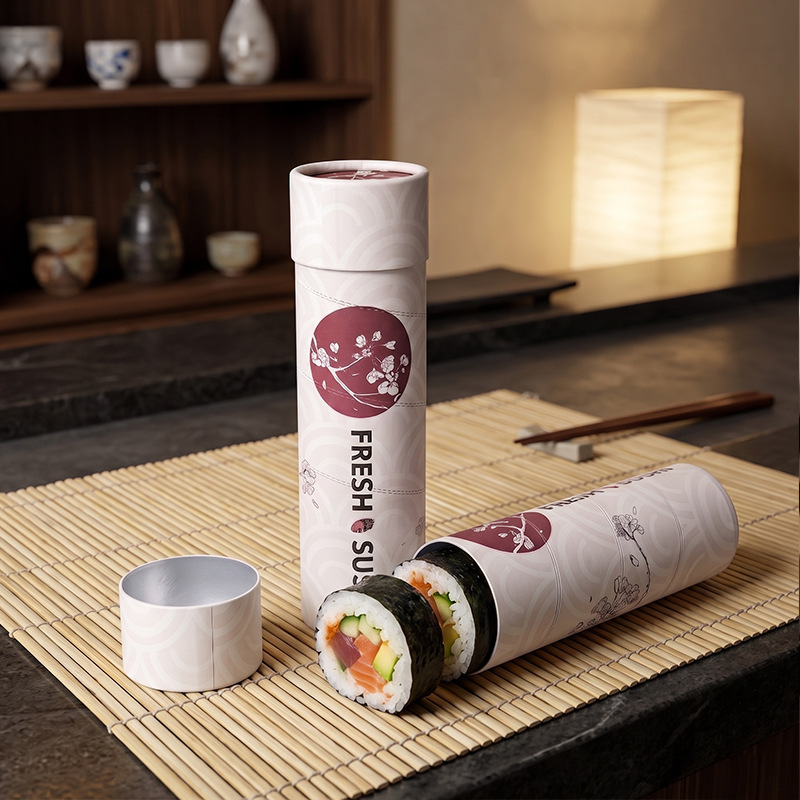 Tubo de Papel para Sushi con Capa de Aluminio Desgarrable Empujable para Envase de Comida Japonesa image 5