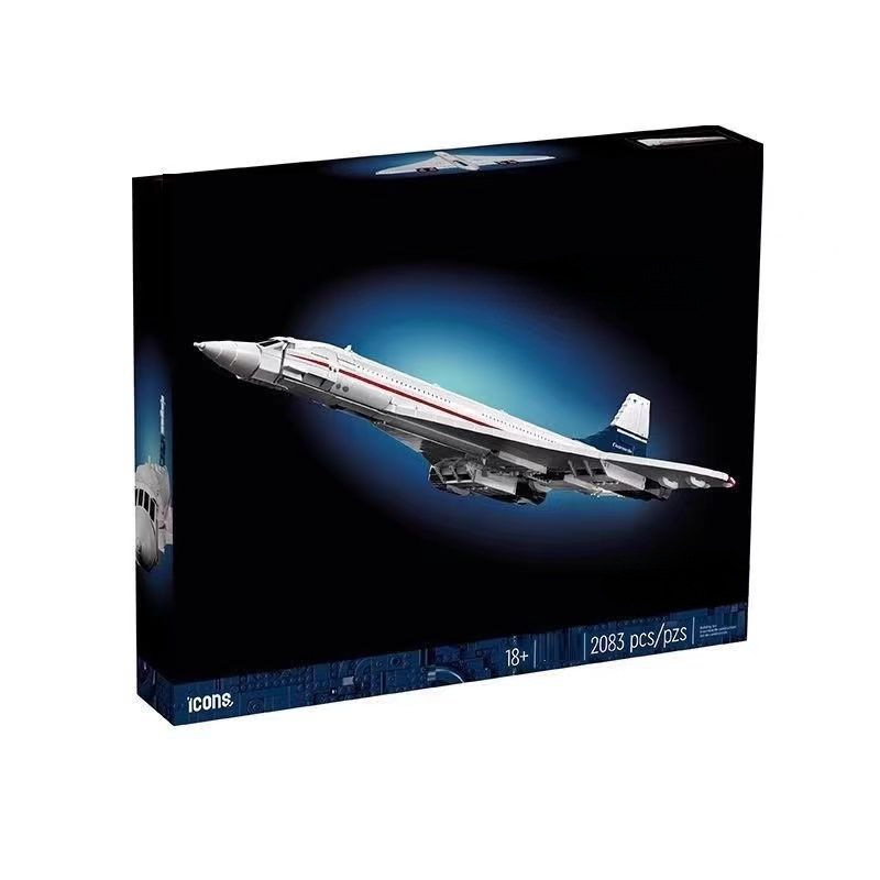 Compatible with Lego Concorde Aircraft Assembled Building Blocks Jumbo Airliner Model Educational Boys Toys Wholesale